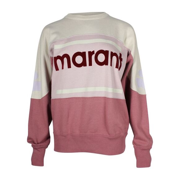 Isabel Marant Sweaters - Isabel Marant Etoile Gallian Colorblock Logo Pullover Sweatshirt in Pink Cotton